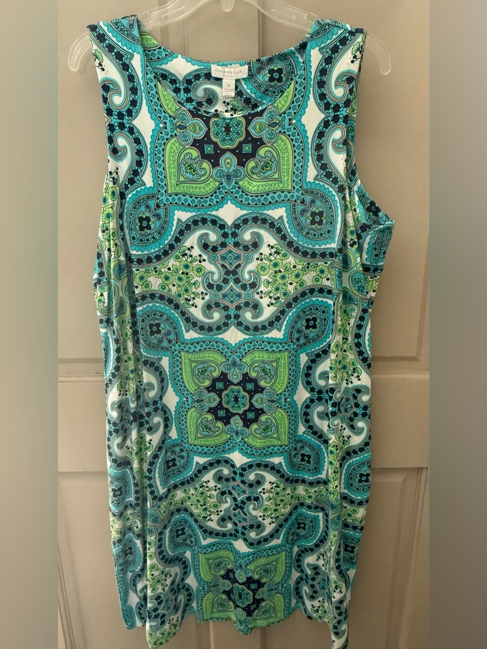 Charter Club Sleeveless Paisley Midi Dress in Teal & Green